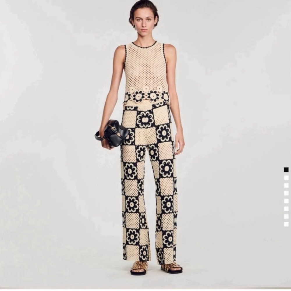 Crochet knit floral pants